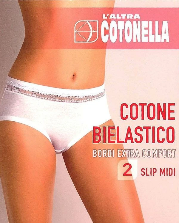 Slip Midi Donna Cotone Elasticizzato E Pizzo Cotonella GD168 - immagine 2