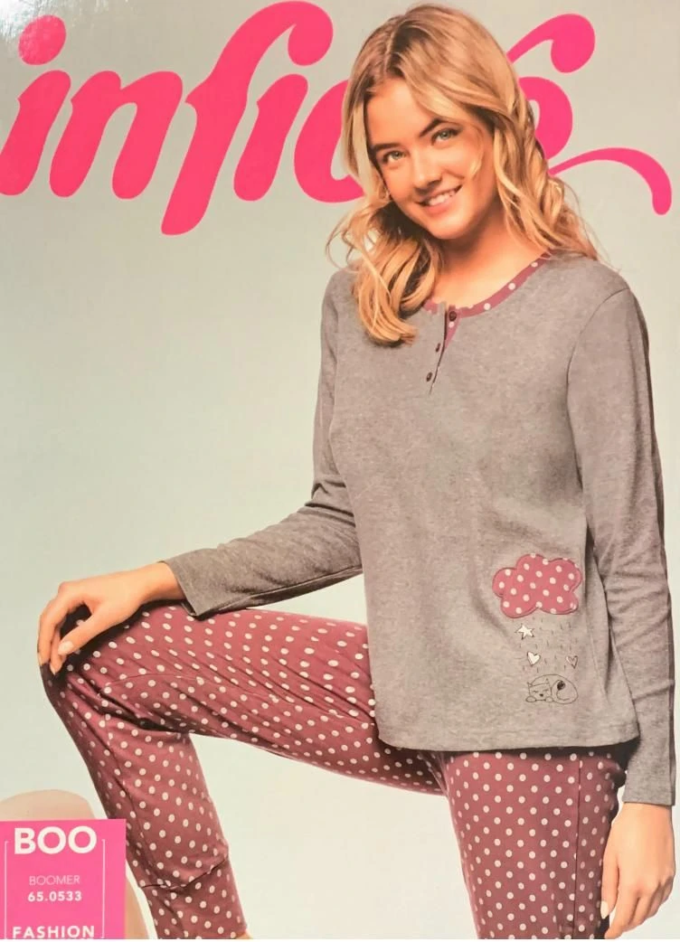 Pigiama Donna Cotone Caldo Invernale Infiore 533