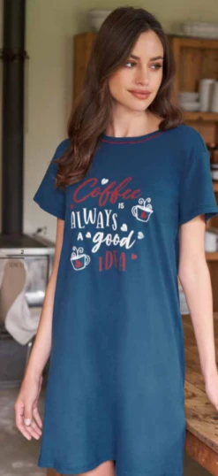 Abito Donna Casa Mezza Manica 100% Cotone Jersey Linclalor 71376