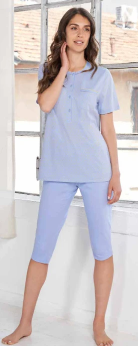 Pigiama Donna M/M Pinocchietto 100% Cotone Jersey Linclalor 74429
