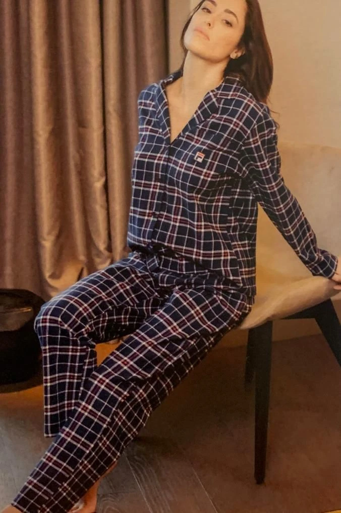 Pigiama Donna Aperto 100% Cotone Flanella Fila 4076 - immagine 3